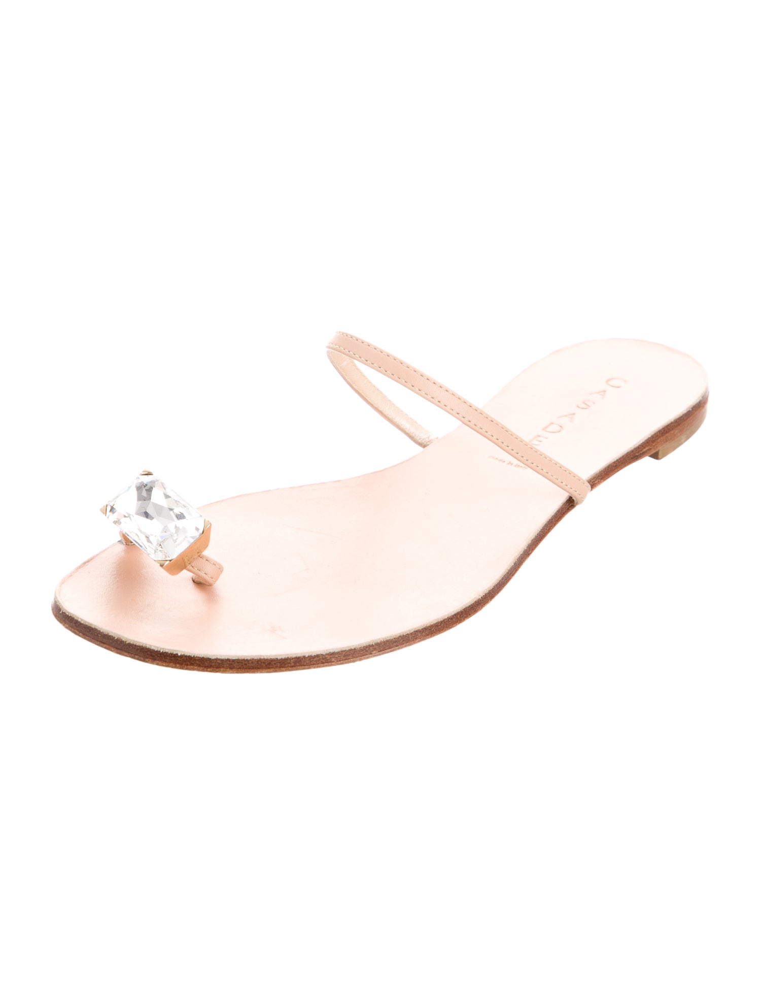 Casadei Leather Crystal Embellishments Slides